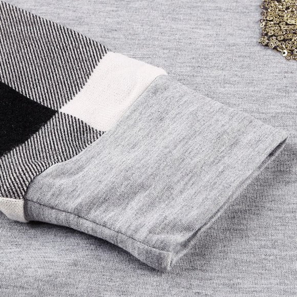 Gray Buffalo Check Long Sleeve Sequin Pocket Shirt - Picture 7 of 8